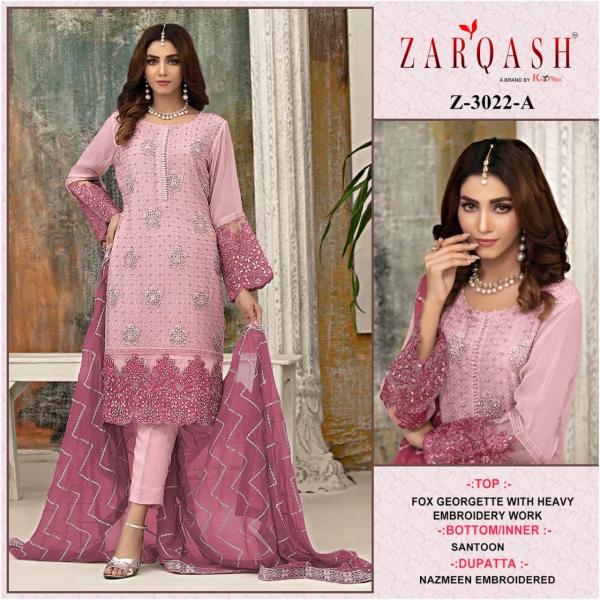 Zarqash Z 3022 Designer Georgette Embroidered Pakistani Suit Collection